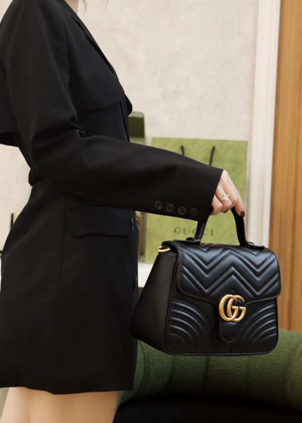 God Factory Gucci Black 𝐆𝐆 𝐌𝐚𝐫𝐦𝐨𝐧𝐭 498110 Size 27*19*10.5𝙘𝙢