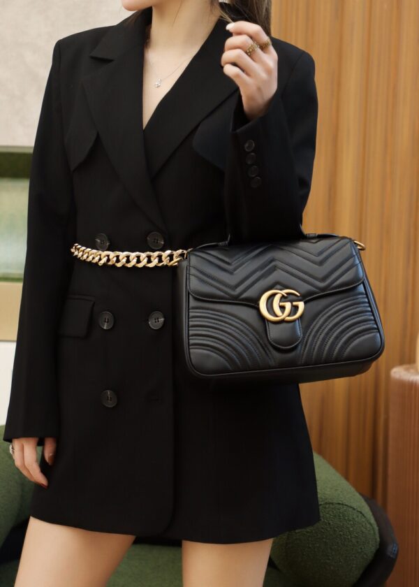 God Factory Gucci Black 𝐆𝐆 𝐌𝐚𝐫𝐦𝐨𝐧𝐭 498110 Size 27*19*10.5𝙘𝙢