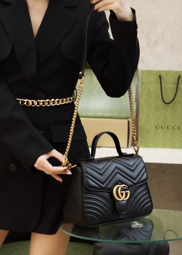 God Factory Gucci Black 𝐆𝐆 𝐌𝐚𝐫𝐦𝐨𝐧𝐭 498110 Size 27*19*10.5𝙘𝙢