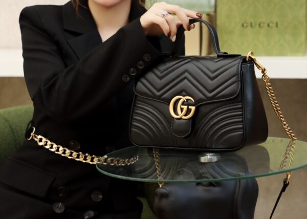 God Factory Gucci Black 𝐆𝐆 𝐌𝐚𝐫𝐦𝐨𝐧𝐭 498110 Size 27*19*10.5𝙘𝙢