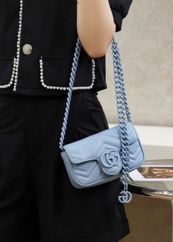 God Factory Gucci 𝐆𝐆 𝐌𝐚𝐫𝐦𝐨𝐧𝐭 Blue 699757 Size 16.5*10*5cm