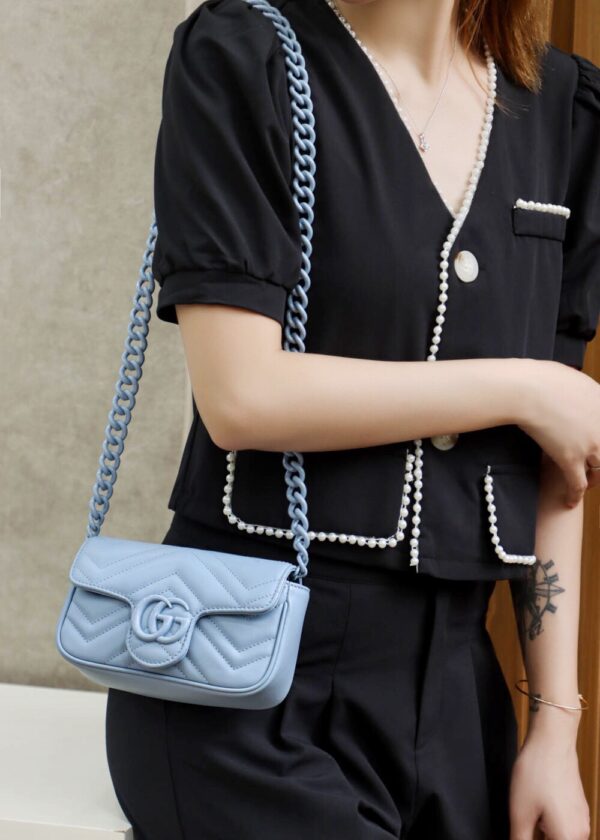 God Factory Gucci 𝐆𝐆 𝐌𝐚𝐫𝐦𝐨𝐧𝐭 Blue 699757 Size 16.5*10*5cm