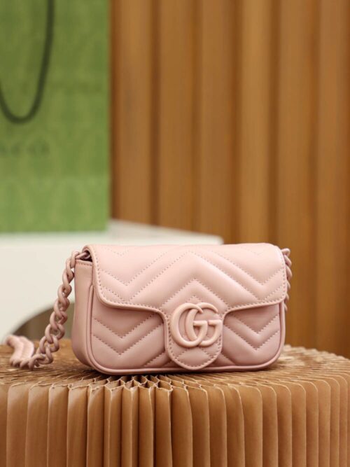 God Factory Gucci 𝐆𝐆 𝐌𝐚𝐫𝐦𝐨𝐧𝐭 Pink 699757 Size 16.5*10*5cm