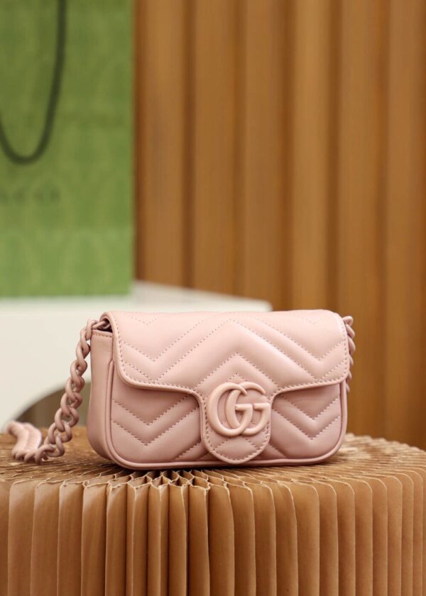 God Factory Gucci 𝐆𝐆 𝐌𝐚𝐫𝐦𝐨𝐧𝐭 Pink 699757 Size 16.5*10*5cm