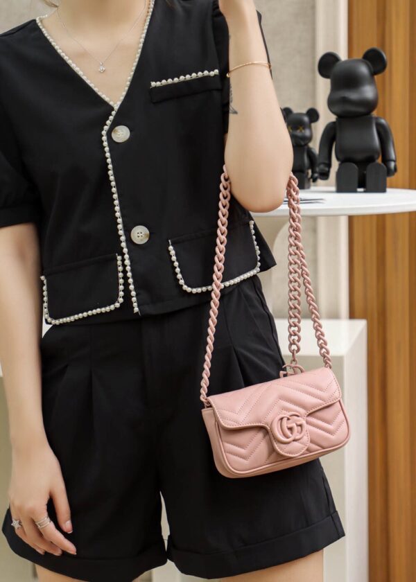 God Factory Gucci 𝐆𝐆 𝐌𝐚𝐫𝐦𝐨𝐧𝐭 Pink 699757 Size 16.5*10*5cm
