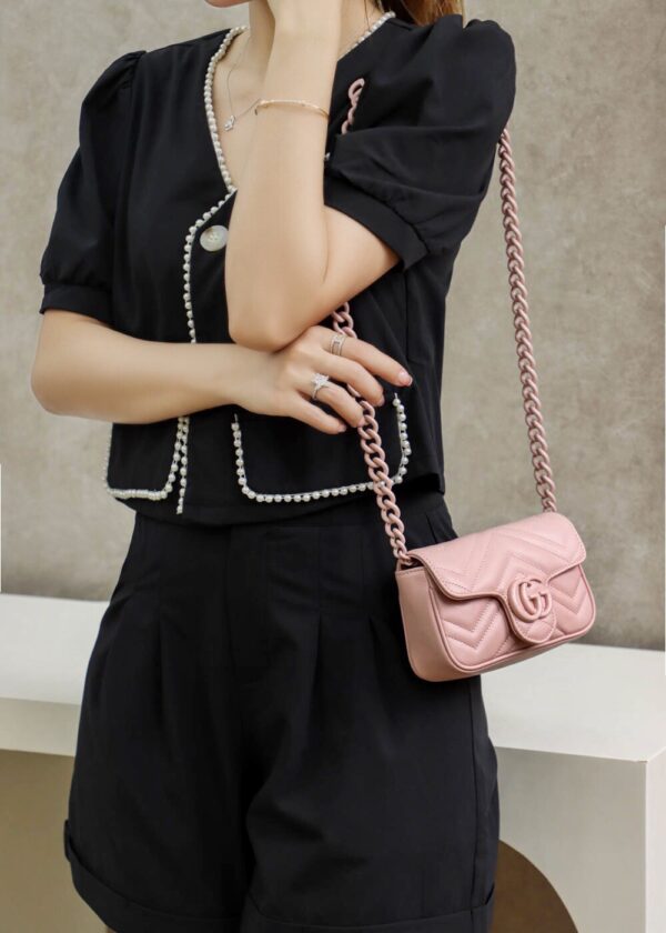 God Factory Gucci 𝐆𝐆 𝐌𝐚𝐫𝐦𝐨𝐧𝐭 Pink 699757 Size 16.5*10*5cm
