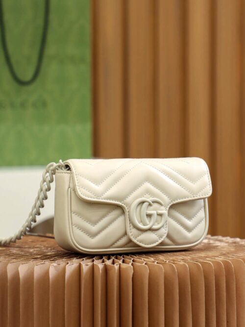 God Factory Gucci 𝐆𝐆 𝐌𝐚𝐫𝐦𝐨𝐧𝐭 White 699757 Size 16.5*10*5cm