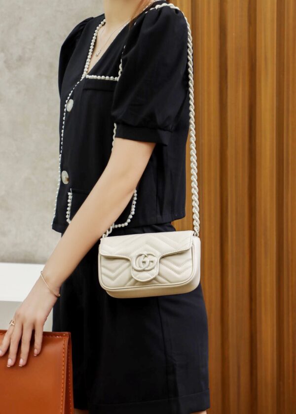 God Factory Gucci 𝐆𝐆 𝐌𝐚𝐫𝐦𝐨𝐧𝐭 White 699757 Size 16.5*10*5cm