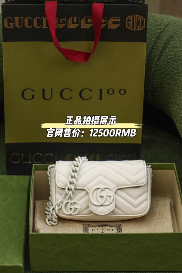 God Factory Gucci 𝐆𝐆 𝐌𝐚𝐫𝐦𝐨𝐧𝐭 White 699757 Size 16.5*10*5cm