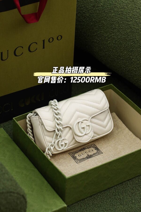 God Factory Gucci 𝐆𝐆 𝐌𝐚𝐫𝐦𝐨𝐧𝐭 White 699757 Size 16.5*10*5cm