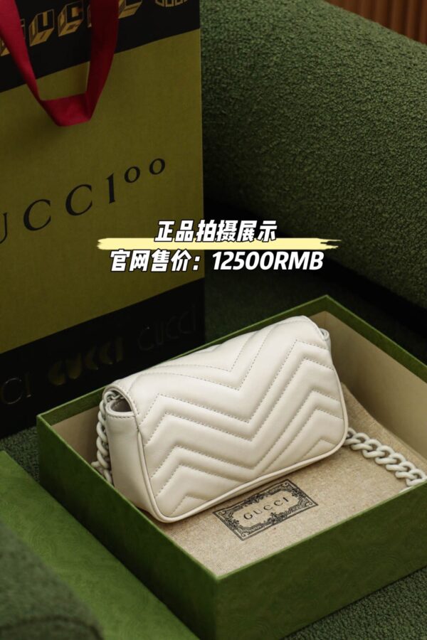God Factory Gucci 𝐆𝐆 𝐌𝐚𝐫𝐦𝐨𝐧𝐭 White 699757 Size 16.5*10*5cm