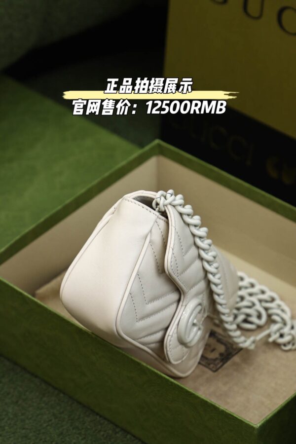 God Factory Gucci 𝐆𝐆 𝐌𝐚𝐫𝐦𝐨𝐧𝐭 White 699757 Size 16.5*10*5cm