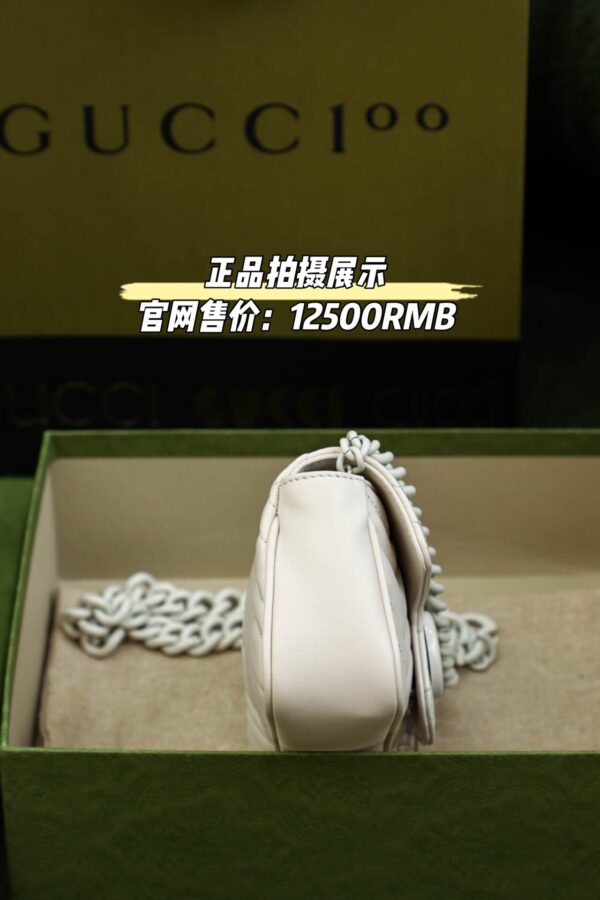 God Factory Gucci 𝐆𝐆 𝐌𝐚𝐫𝐦𝐨𝐧𝐭 White 699757 Size 16.5*10*5cm