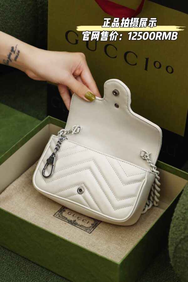 God Factory Gucci 𝐆𝐆 𝐌𝐚𝐫𝐦𝐨𝐧𝐭 White 699757 Size 16.5*10*5cm