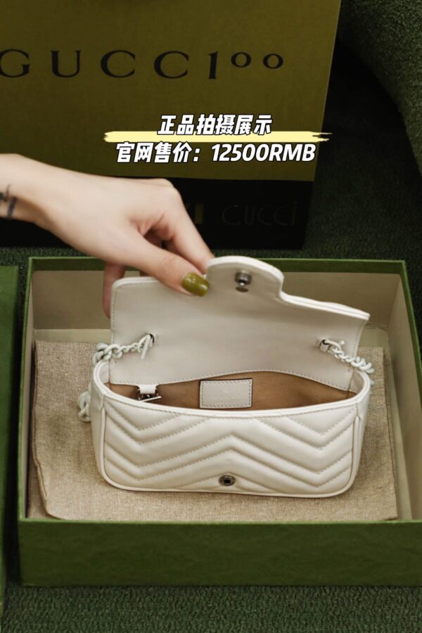 God Factory Gucci 𝐆𝐆 𝐌𝐚𝐫𝐦𝐨𝐧𝐭 White 699757 Size 16.5*10*5cm