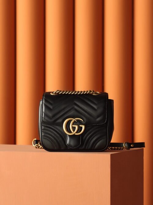 God Factory Gucci 𝐆𝐆 𝐌𝐚𝐫𝐦𝐨𝐧𝐭 New 739682 Black Size 18*15*8cm