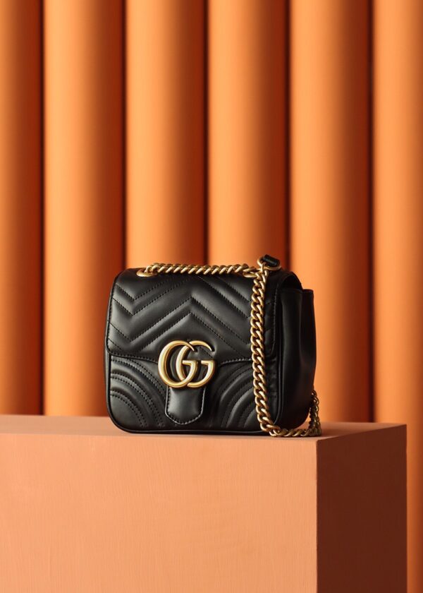 God Factory Gucci 𝐆𝐆 𝐌𝐚𝐫𝐦𝐨𝐧𝐭 New 739682 Black Size 18*15*8cm