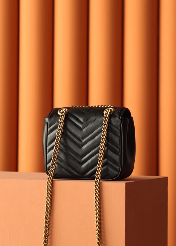 God Factory Gucci 𝐆𝐆 𝐌𝐚𝐫𝐦𝐨𝐧𝐭 New 739682 Black Size 18*15*8cm