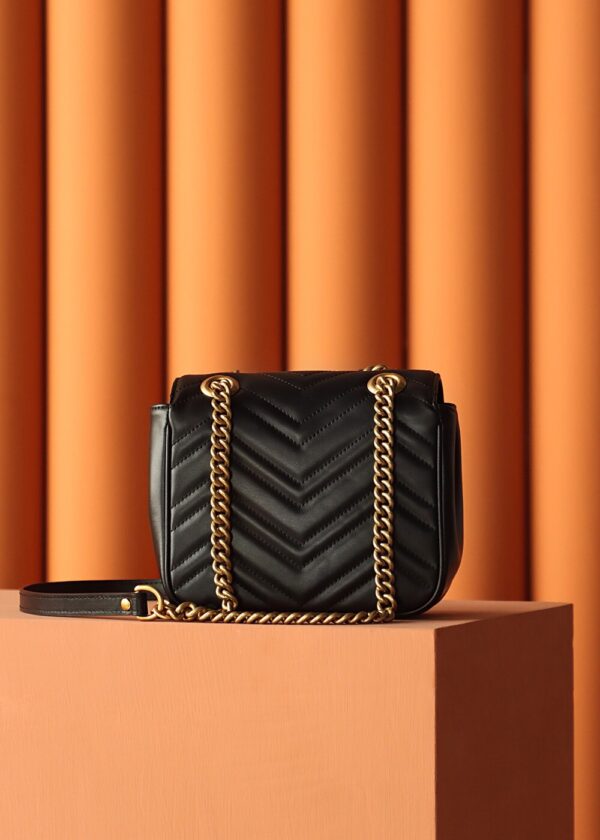 God Factory Gucci 𝐆𝐆 𝐌𝐚𝐫𝐦𝐨𝐧𝐭 New 739682 Black Size 18*15*8cm