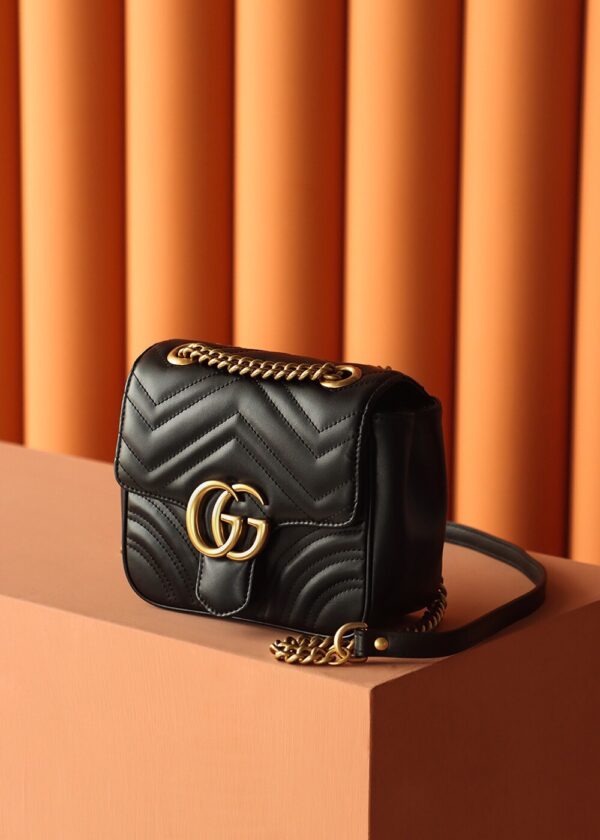 God Factory Gucci 𝐆𝐆 𝐌𝐚𝐫𝐦𝐨𝐧𝐭 New 739682 Black Size 18*15*8cm