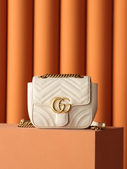 God Factory Gucci 𝐆𝐆 𝐌𝐚𝐫𝐦𝐨𝐧𝐭 New 739682 White Size 18*15*8cm