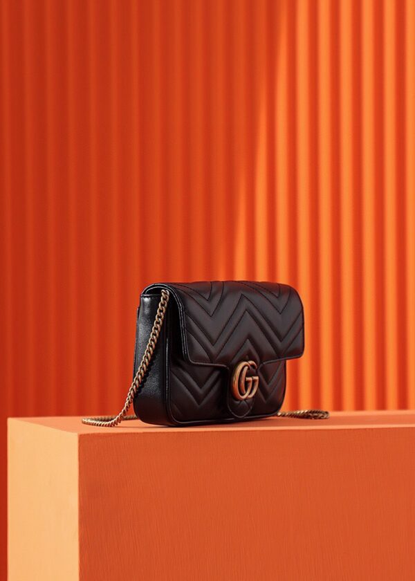 God Factory Gucci 𝐌𝐚𝐫𝐦𝐨𝐧𝐭 𝐆𝐆 Mini 751526 Size 21*12*5cm Black / White
