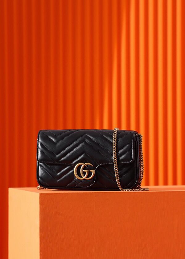 God Factory Gucci 𝐌𝐚𝐫𝐦𝐨𝐧𝐭 𝐆𝐆 Mini 751526 Size 21*12*5cm Black / White