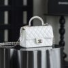 God Factory Chanel CF Mini HandBags White GR Original Sheep Leather Pale GHW Size 12*20*6 cm