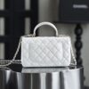 God Factory Chanel CF Mini HandBags White GR Original Sheep Leather Pale GHW Size 12*20*6 cm