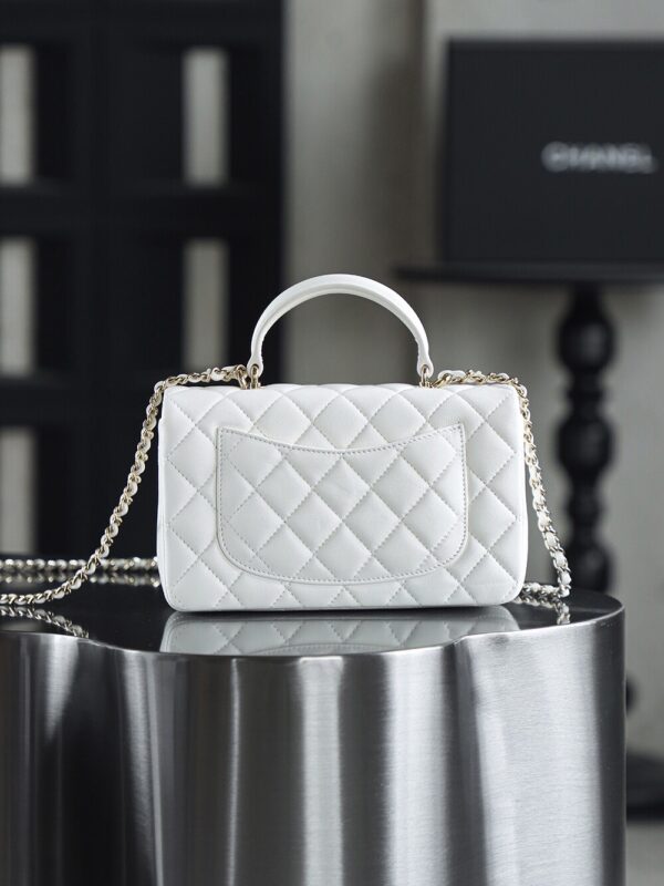 God Factory Chanel CF Mini HandBags White GR Original Sheep Leather Pale GHW Size 12*20*6 cm