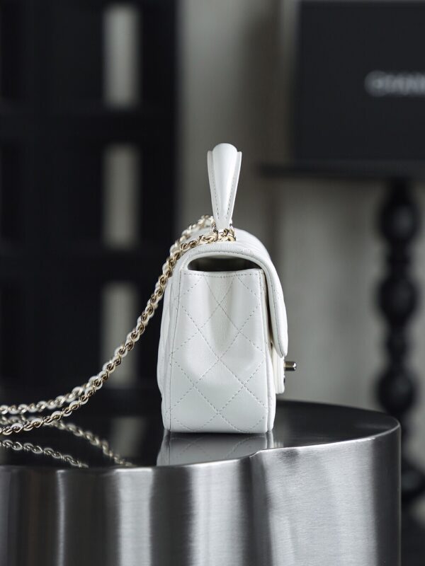 God Factory Chanel CF Mini HandBags White GR Original Sheep Leather Pale GHW Size 12*20*6 cm