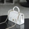 God Factory Chanel CF Mini HandBags White GR Original Sheep Leather Pale GHW Size 12*20*6 cm