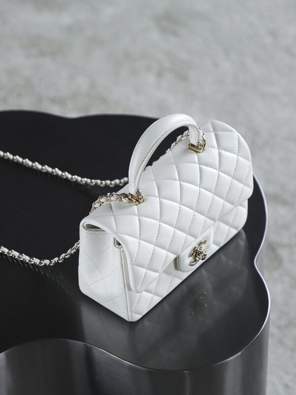 God Factory Chanel CF Mini HandBags White GR Original Sheep Leather Pale GHW Size 12*20*6 cm