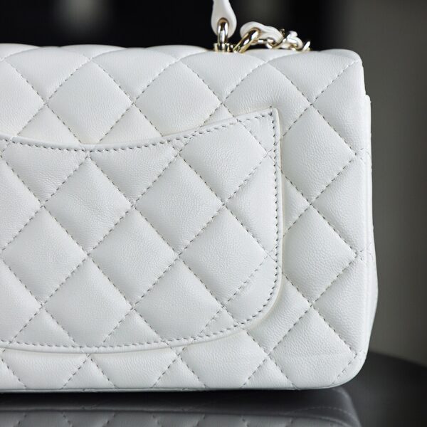 God Factory Chanel CF Mini HandBags White GR Original Sheep Leather Pale GHW Size 12*20*6 cm