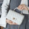 God Factory Chanel CF Mini HandBags White GR Original Sheep Leather Pale GHW Size 12*20*6 cm