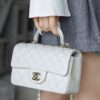 God Factory Chanel CF Mini HandBags White GR Original Sheep Leather Pale GHW Size 12*20*6 cm