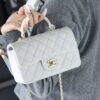 God Factory Chanel CF Mini HandBags White GR Original Sheep Leather Pale GHW Size 12*20*6 cm