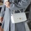 God Factory Chanel CF Mini HandBags White GR Original Sheep Leather Pale GHW Size 12*20*6 cm