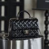 God Factory Chanel CF Mini HandBags Black GR Original Sheep Leather Pale GHW Size 12*20*6 cm