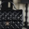 God Factory Chanel CF Mini HandBags Black GR Original Sheep Leather Pale GHW Size 12*20*6 cm