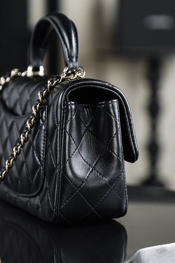 God Factory Chanel CF Mini HandBags Black GR Original Sheep Leather Pale GHW Size 12*20*6 cm