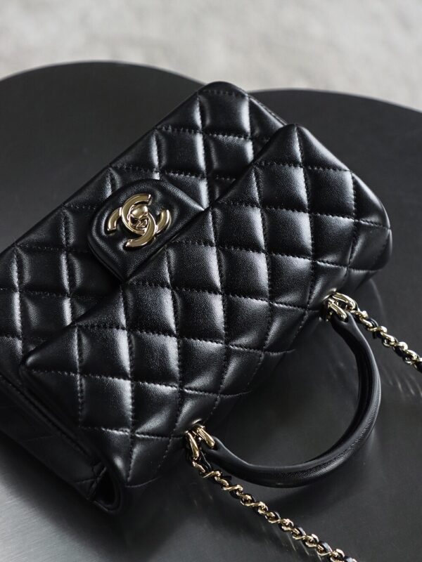 God Factory Chanel CF Mini HandBags Black GR Original Sheep Leather Pale GHW Size 12*20*6 cm