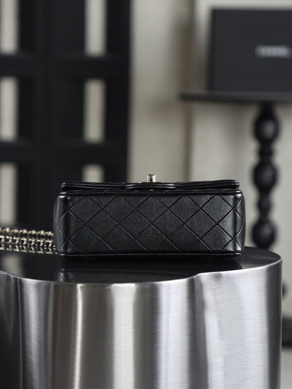 God Factory Chanel CF Mini HandBags Black GR Original Sheep Leather Pale GHW Size 12*20*6 cm