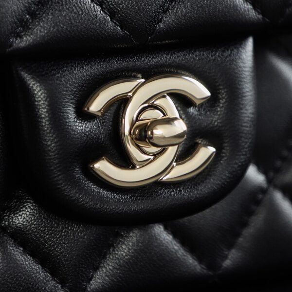 God Factory Chanel CF Mini HandBags Black GR Original Sheep Leather Pale GHW Size 12*20*6 cm