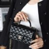 God Factory Chanel CF Mini HandBags Black GR Original Sheep Leather Pale GHW Size 12*20*6 cm