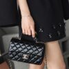 God Factory Chanel CF Mini HandBags Black GR Original Sheep Leather Pale GHW Size 12*20*6 cm