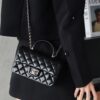God Factory Chanel CF Mini HandBags Black GR Original Sheep Leather Pale GHW Size 12*20*6 cm