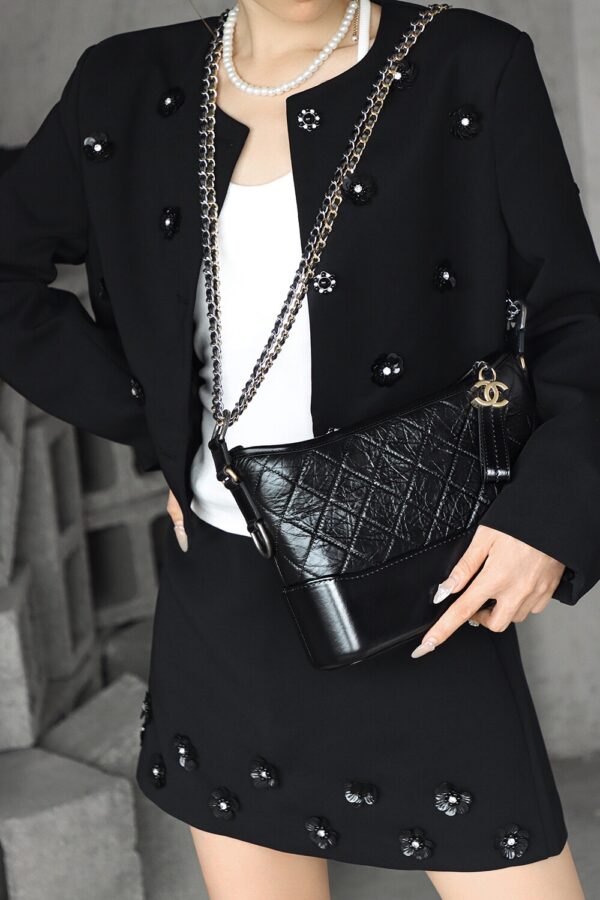 img_6840-2 God Factory Chanel Gabrielle Hobo Medium Retro Hardware Black Size 21*28*10cm