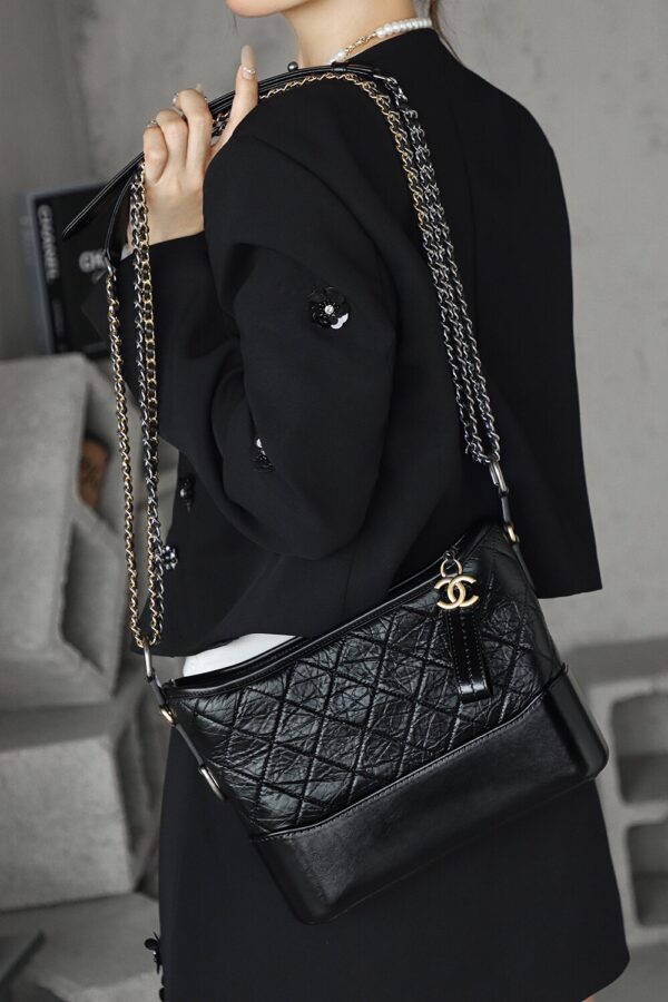 img_6845-2 God Factory Chanel Gabrielle Hobo Medium Retro Hardware Black Size 21*28*10cm