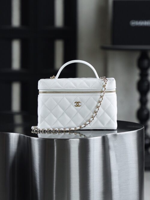 God Factory Chanel Lunch Box Bag White impala Leather Size 17*19.5*5cm Gold Hardware
